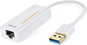 USB 3.0 to Ethernet Adapter, CableCreation SuperSpeed USB to RJ45 Network Supporting 10/100/1000 Mbps Gigabit for MacBook, Windows, XPS, Surface Pro, Notebook, White