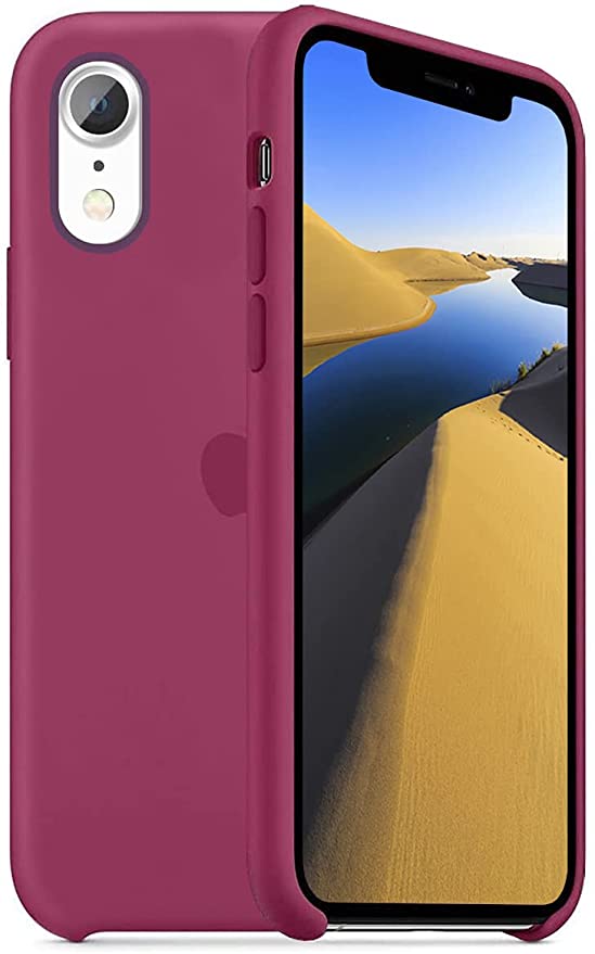 Silicone Case Compatible with iPhone XR 6.1 inch, Liquid Silicone Case Non-Slip and Drop-Proof Simple Style Protective Phone Case Cover Compatible with iPhone XR, Pomegranate
