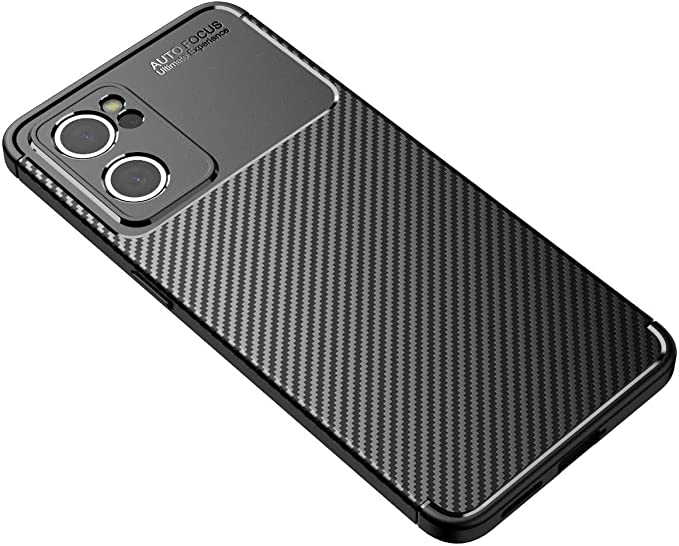 جراب لهاتف Oppo Reno 7 5G (Snapdragon 778G) ، جراب حماية متين مرن بنمط من ألياف الكربون المصقولة - غطاء عالي الجودة من GrabMobily - أسود