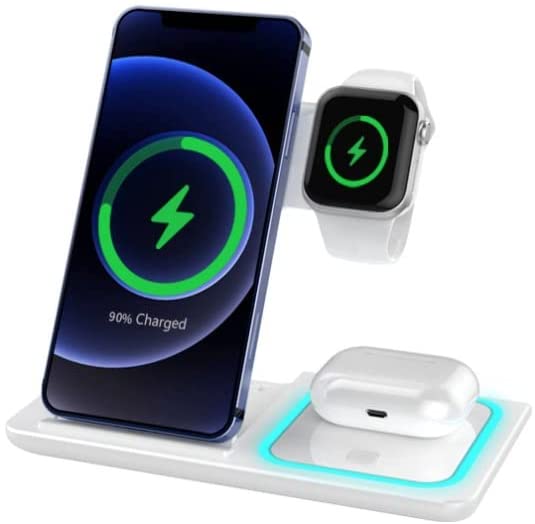 iphone remax Brainy Series 3-in-1 Wireless Charger Earbuds - Iph - Watch 15w Fast Charging