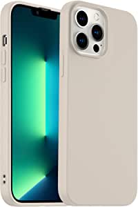 Amytor Designed for iPhone 13 Pro Case, Silicone Ultra Slim Shockproof Phone Case with Soft Anti-Scratch Microfiber Lining, [Enhanced Camera Protection] iPhone 13 Pro 6.1 inch (Stone)