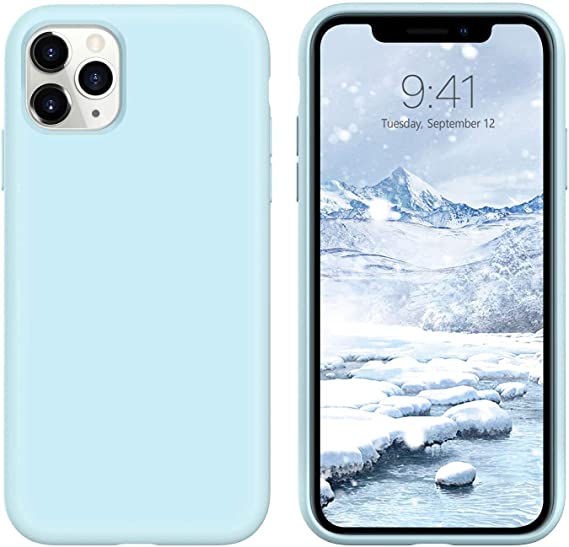 iPhone 11 Pro Max Case GUAGUA Liquid Silicone Soft Gel Rubber Slim Lightweight Microfiber Lining Cushion Cover Shockproof Protective Phone Case for iPhone 11 Pro Max 6.5-inch 2019 Fog Blue