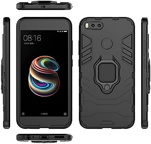 for Xiaomi Mi A1 Integrated Protection Iron Man - premium quality cover From GrabMobily - Shock Resistant TPU Case with Metal Ring - Black