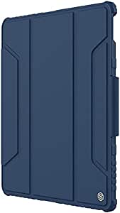 Nillkin Case for Apple iPad Pro 12.9" 2020/2021 (12.9" Inch) Bumper Pro Leather Camera Slider Camshield Protect Stand Smart Wake & Sleep Pencil Holder Blue