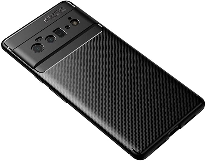 لهاتف Google Pixel 6 Pro ، جراب خلفي بنمط جلدي أصلي مقاوم للصدمات من ألياف الكربون من GrabMobily - مقاوم للانزلاق - أسود