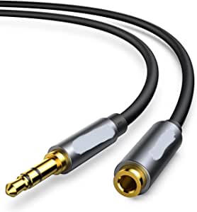 3.5mm Male to Female Extension Stereo Audio Extension Cable Adapter Gold Plated Compatible for iPhone, iPad or Smartphones, Tablets, Media Players - (3FT)
