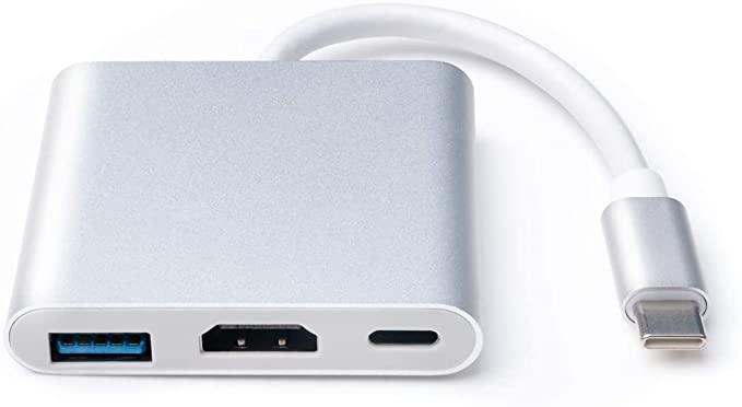 Multibao 3 in 1 USB Type C Adapter Converter with 4K HDMI Output, USB 3.0 Port Fast Charging Port Compatible with Macbook Pro,Samsung Galaxy S8/S9,Chromebook Pixel and More