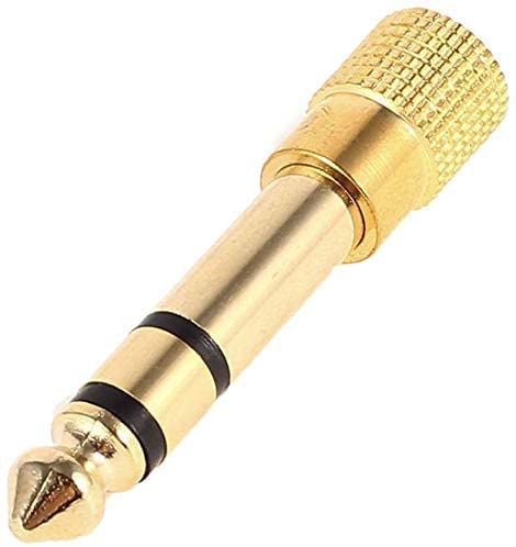 Gold 1/8 3.5mm Female to 6.6mm 1/4 Male, Headphone Stereo Audio Jack Adapter Plug