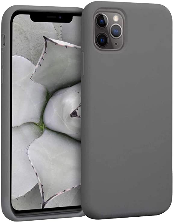 Pro-tection Soft Silicone Gel Rubber Bumper Case Anti-Scratch Shockproof Microfiber Lining Hard Shell Full-Body Protective Case Cover for iPhone 11 Pro Max (Gray)