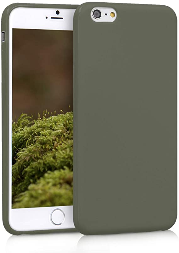 kwmobile TPU Case Compatible with Apple iPhone 6 Plus / 6S Plus - Case Soft Thin Slim Smooth Flexible Phone Cover - Olive Green Matte