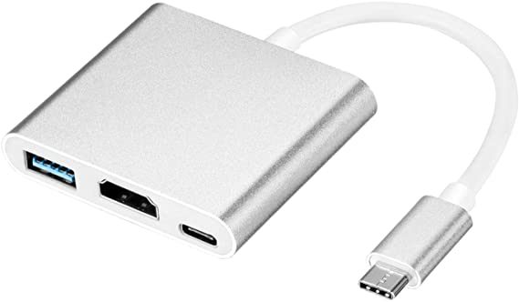 Geabon USB C to HDMI Adapter 4K, Type C to HDMI Multiport Adapter Converter with USB 3.0 Port and USB C Charging Port Compatible with MacBook, ChromeBook Pixel/Dell, Galaxy S8/S9 Note 8/9