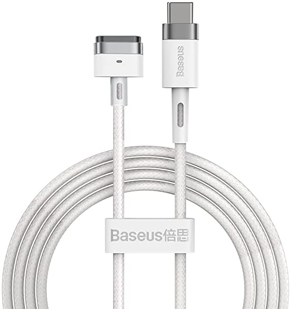 Baseus Zinc Magnetic MagSafe Charging Cable for Apple Laptop MacBook Air/Pro Type-C to T-shaped Port 60W - 2 Meter - White