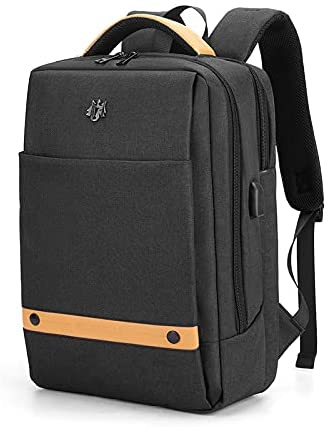 Golden Wolf 15.6-Inch Laptop School Waterproof Bag with USB Black