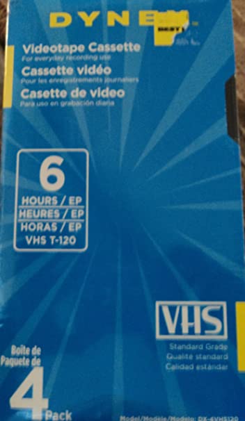 Dynex VHS Videotape Cassette 4 Pack 6 hours T-120