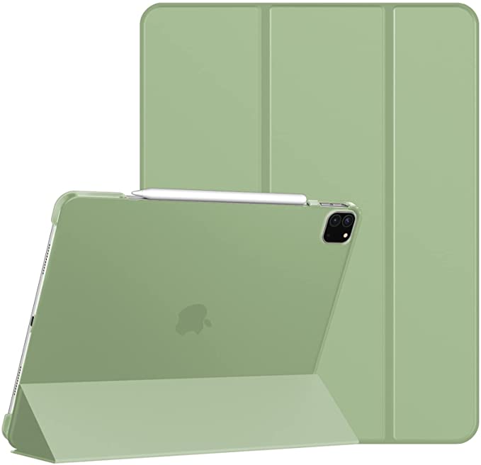 JETech Case for iPad Pro 12.9-Inch (5th Generation, 2021 Model), Slim Stand Hard Back Shell Smart Cover with Auto Wake/Sleep (Matcha Green)