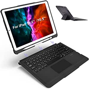 Kimerboard Detachable iPad Keyboard Case for iPad 9th, 8th & 7th Gen 10.2 inch, iPad Air 3rd Gen, iPad Pro 10.5 inch - BT 5.0 Keyboard with Trackpad, TPU iPad Case with Pencil Holder - Black