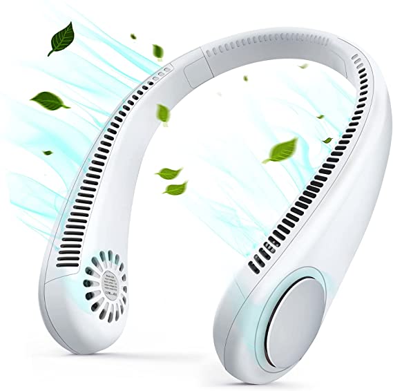2022 Portable Neck Fan, Rechargeable Hands Free Bladeless Portable Mini Fans, 360° Lightweight Wearable Fan, Low Noise 3 Speed Hands Free Fan, Hanging Headphone Design Sports Fan for Indoor & Outdoor