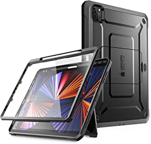 SUPCASE Unicorn Beetle Pro Series Case for iPad Pro 12.9 Inch (2021 / 2020), Support Apple Pencil Charging with Built-in Screen Protector Full-Body Rugged Kickstand Protective Case (Black)