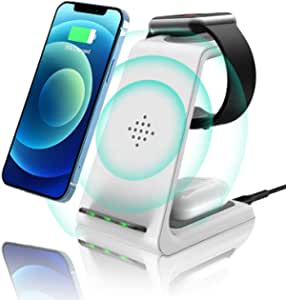 Wireless Charger,3 in 1 Qi-Certified Upgraded Fast Wireless Charging Station Charger Stand Dock for iPhone 12/11/11pro Max/X/XS/XR/Xs Max/8/8 Plus,Apple Watch Series 6/5/4/3/2,AirPods 2/Pro,Samsung