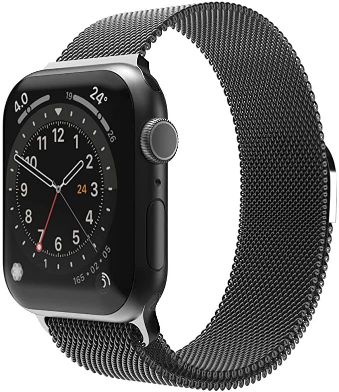 Sinjimoru Metal Band for Apple Watch, Adjustable Stain Steel Mesh Loop for Apple Watch Band 40mm & 44mm Compatible with Apple Watch Series 7/6/SE/5/4. Milanese Wristband for Apple Watch