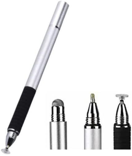 3 in 1 Universal Stylist Fine drawing Fine text Stylus Ballpoint Pen for All Capacitive Touch Screens Cell Phones, iPad, Tablet, Laptops One Pen (Silver Color)