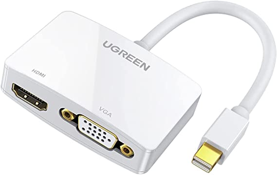 UGREEN Mini DisplayPort to HDMI VGA Adapter, 4K Thunderbolt 2 Adapter 2 in 1 Mini DP Converter Compatible with MacBook Pro (MD108-10427)
