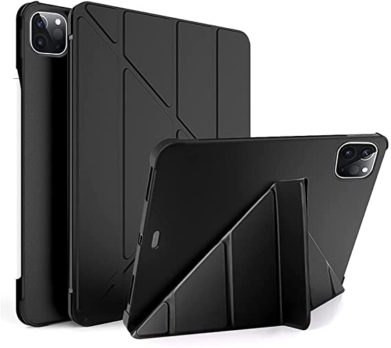Smart Case Compatible with Ipad Pro 12.9 Inch (5th/4th/3rd Generation, 2021/2020/2018), Smart Case Flip Cover Leather with Pen Holder Case Soft TPU Back And Trifold Stand With Auto Sleep (Black)