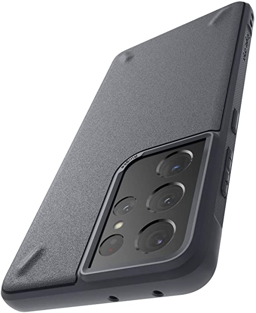 Ringke Onyx Compatible with Samsung Galaxy S21 Ultra Case Rugged Shockproof TPU Non-Slip Texture Frame Bumper Phone Cover for S21 Ultra 6.8-inch - Dark Gray