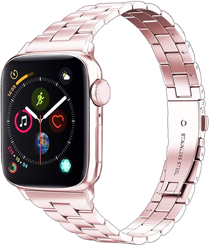 Aizilasa Stainless Steel Band Compatible with Apple Watch Band 40mm 44mm Series 5/4 38mm 42mm Series 3/2/1 for Women Men, Replacement for iWatch Bands Wristbands Strap