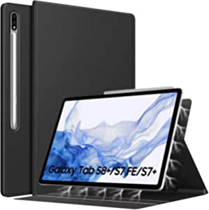 TiMOVO Case for Galaxy Tab S8 Plus 12.4 inch 2022/Galaxy Tab S7 FE 2021/Galaxy Tab S7 Plus 2020 with Pen Holder, Slim Lightweight Magnetic Case with Auto Sleep/Wake Fit Galaxy Tab S8 Plus, Black
