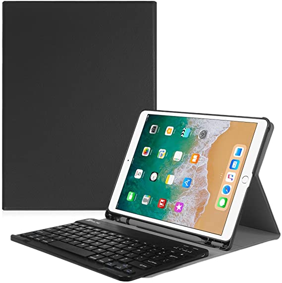 FINTIE Keyboard Case for iPad Air 3rd Gen 10.5" 2019 / iPad Pro 10.5" 2017 - SlimShell Stand Protective Cover w/Magnetically Detachable Wireless Bluetooth Keyboard and Pencil Holder, Black