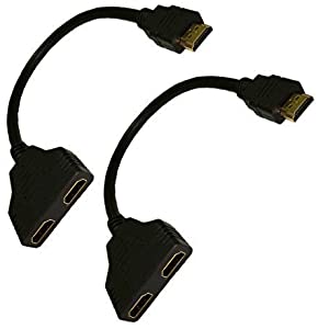Cdomy 1080P HDMI Switch Male to 2 HDMI Female 1 in 2 Out Splitter Black Cable Adapter Converter(2pack)
