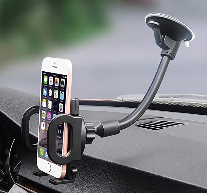 Windshield Phone Car Holder Universal Car Phone Holder Mount Strong Suction Cup Phone Holder for Car Windshield Car Phone Mount One Button Design Compatible with iPhone Samsung Smartphone Cell Phone