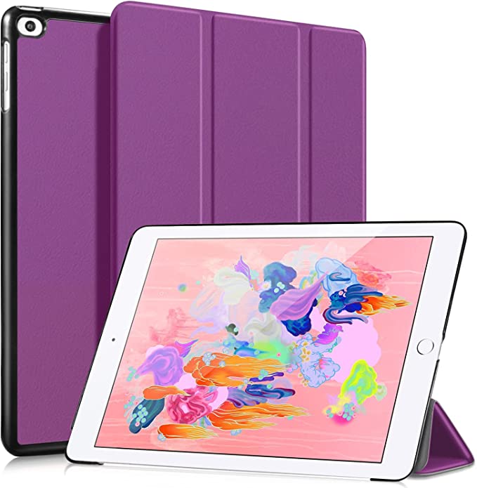 SanJune Slim Case for iPad 9.7 2018/2017, iPad Air 2, iPad Air, Auto Wake/Sleep for iPad 6th/5th Generation, iPad Air 1/2, Purple