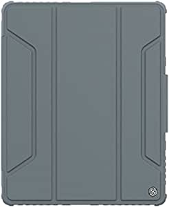 Nillkin Case for Apple iPad Pro 12.9" 2020/2021 (12.9" Inch) Bumper Pro Leather Camera Slider Camshield Protect Stand Smart Wake & Sleep Pencil Holder Grey