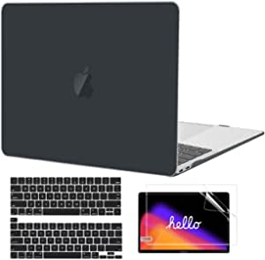 MacBook Pro 13 inch Case A2338 M1 A2251 A2289 A2159 A1989 A1706, MacBook Pro Case 2022-2016 Release with Touch Bar, Laptop Plastic Hard Shell Case + 2 Keyboard Covers + Screen Protector, Black