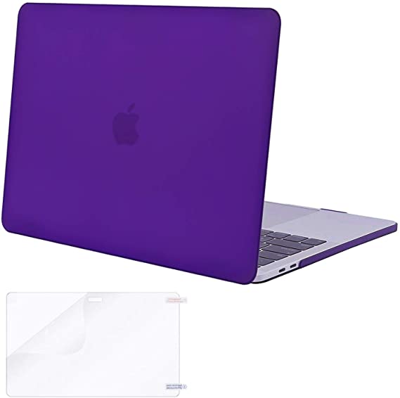MOSISO MacBook Pro 15 inch Case 2019 2018 2017 2016 Release A1990 A1707, Plastic Hard Shell Cover & Screen Protector Compatible with MacBook Pro 15 inch with Touch Bar and Touch ID, Ultra Violet