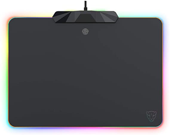 Motospeed RGB Gaming Mouse Pad -LED Lighting Effects,Wired,Hard Surface Gamer Mouse Mat for Laptop Computer PC Games(13.8X9.8 Inch)