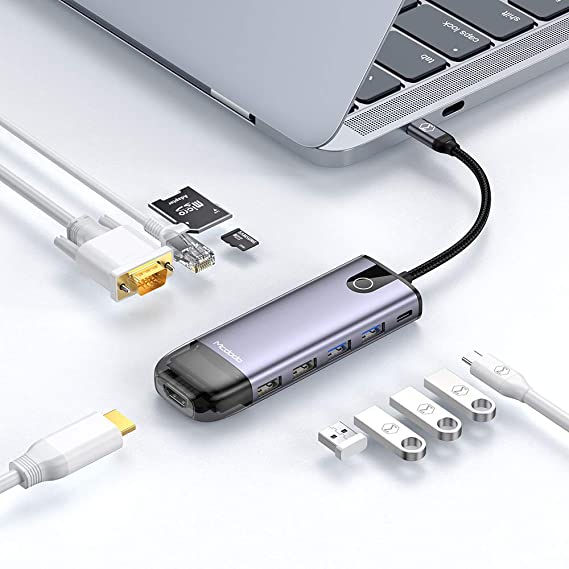 Mcdodo USB 10 in 1 Type C Hub Adapter Ethernet Port, 4K for Pixel, Chromebook