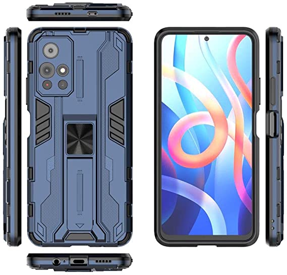 Xiaomi Poco M4 Pro 5G, Iron Man Rugged Kickstand Shockproof Original Case from CompuMisr - Blue