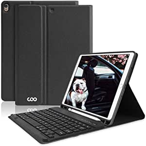 iPad Pro 10.5 Keyboard Case with Built-in Pencil Holder, COO Keyboard Case for iPad Air 3 10.5" 2019 (3rd Gen)/iPad Pro 10.5" 2017- Detachable Bluetooth Keyboard, Magnetic PU Leather Cover (Black-1)
