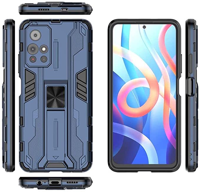 جراب لهاتف شاومى Redmi Note 11 5G China (Dimensity 810 5G) غطاء مسند أيرون مان متين ومقاوم للصدمات - غطاء مقاوم للصدمات شديد التحمل - غطاء أصلي جديد من GrabMobily - أزرق