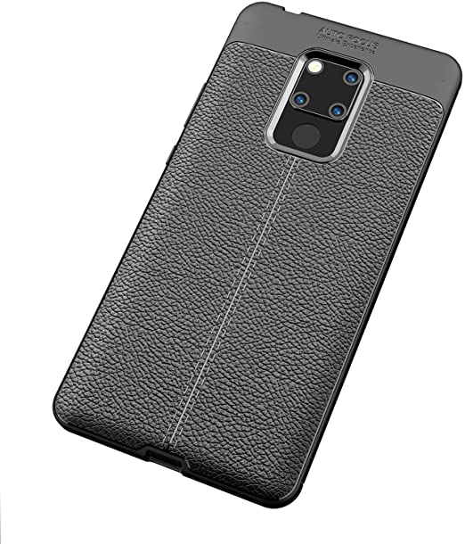 Case for Huawei Mate 20X, Shockproof Original Leather Pattern Back Case Cover Carbon Fiber - Premium quality Case From GrabMobily - Black