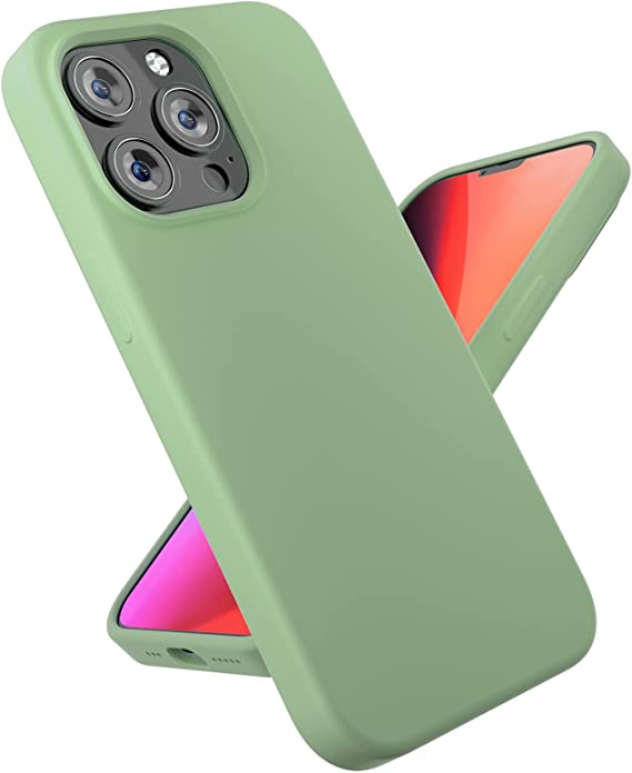 HONEYWHALE Compatible with iPhone 13 Pro Case, Silicone Anti-Drop Phone case with Microfiber Lining, Shockproof Case with Camera Protection, Support Wireless Charging, 6.1 inch（Green）