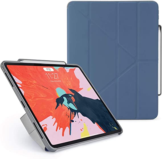 Pipetto iPad Pro 12.9 Inch Case 2018 3rd Generation | Shockproof TPU | Apple Pencil 2 Sync & Charge | Origami 5-in-1 Cover - Navy Blue