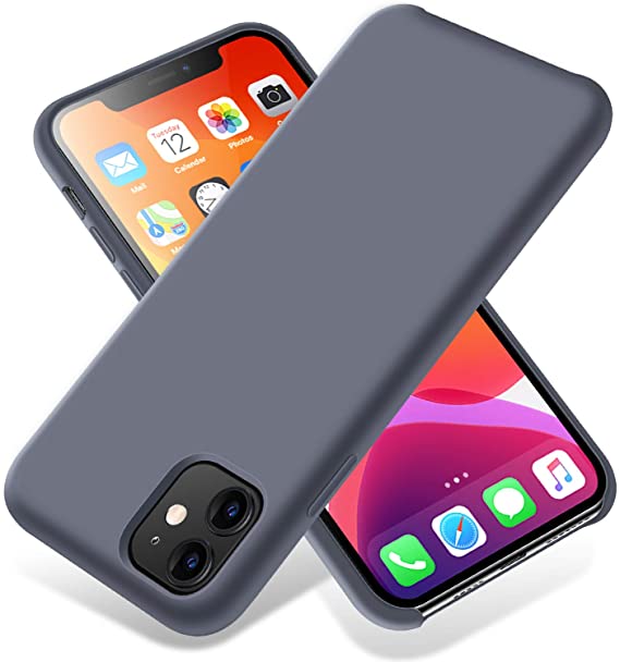 LZEB Silicone Case Compatible with iPhone 11 Case 6.1 inch, Liquid Silicone Phone Case (with Microfiber Lining) Full Body Thickening Design for iPhone 11 6.1 2019 (Carbon Gray)