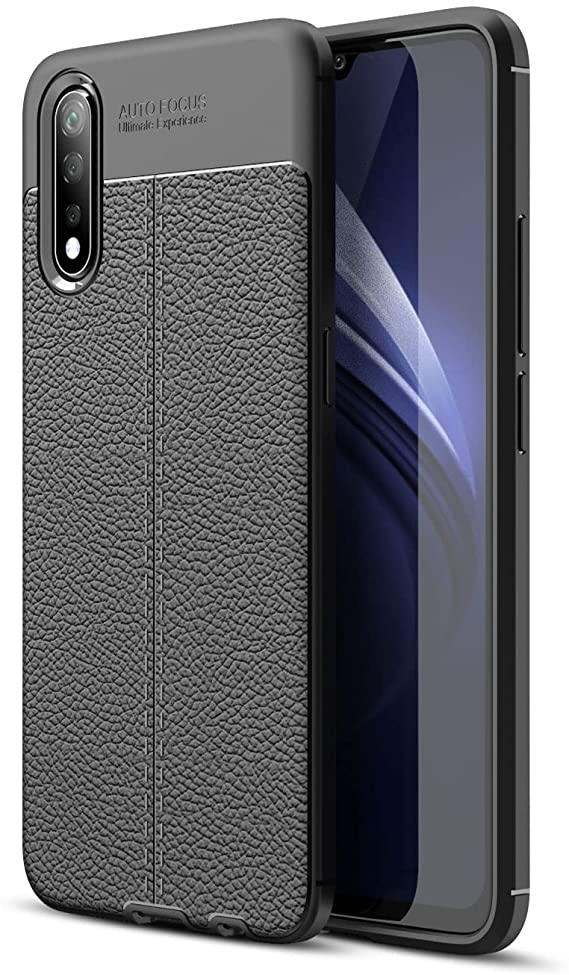 Vivo S1, Shockproof Original Leather Pattern Back Case Cover Carbon Fiber From CompuMisr - Black