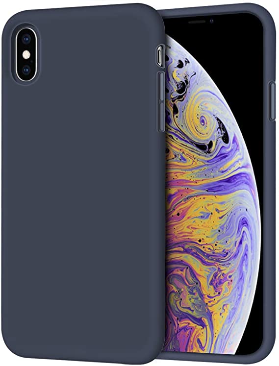Anuck Case for iPhone Xs Max Case 6.5 inch 2018, Soft Silicone Gel Rubber Bumper Case Anti-Scratch Microfiber Lining Hard Shell Shockproof Full-Body Protective Case Cover - Dark Blue
