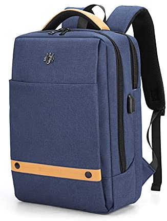 Golden Wolf 15.6-Inch Laptop School Waterproof Bag with USB Blue