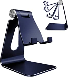 Adjustable Cell Phone Stand, CreaDream Phone Stand, Cradle, Dock, Holder, Aluminum Desktop Stand Compatible with iPhone Xs Max Xr 8 7 6 6s Plus 5s Charging, Accessories Desk,All Smart Phone-Navy Blue